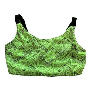 Women's Urban Empire Black & Neon Green Paisley Sports Bra Size XS EUC #4351